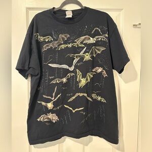 Fruit of the Loom Black AOP Bat Short Sleeve Tee. Size XL